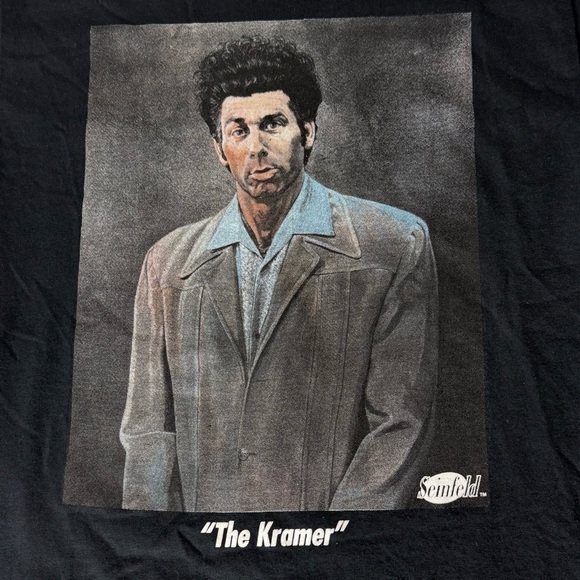 The Kramer Seinfeld T Shirt Black Short Sleeve Portrait Graphic NWT Unisex Sz S - Picture 2 of 6